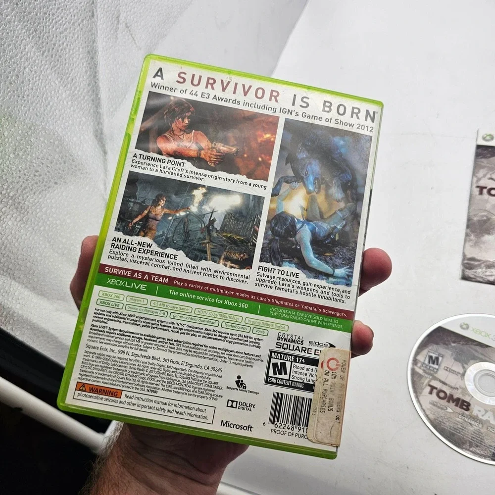 Tomb Raider Xbox 360 Video Game Complete CIB Manual Square Enix M NTSC 2013
